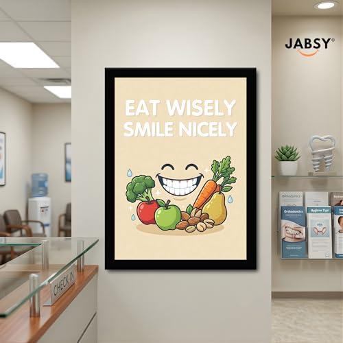 Image of JABSY Dentist Dental Gift Quote Frame Doctor Hospital Health Medical Wall Decor Poster Framed Gift (12X9 Inch Frame) (EAT)