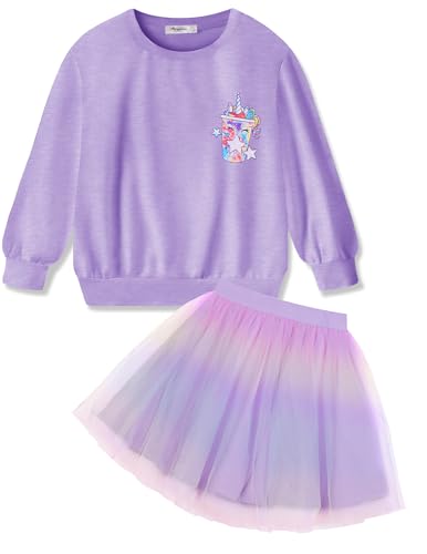 Image of Arshiner Toddler Girl Clothes Long Sleeve Pullover Sweatshirt and Tutu Skirt 2 Piece Outfits Kids Clothing Set Party Dress