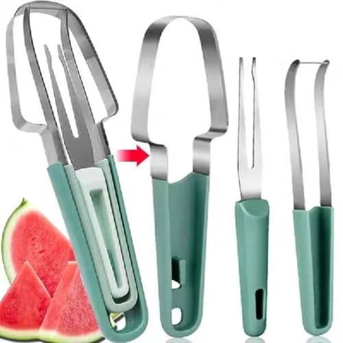 3-in-1 Watermelon Cutter Slicer Tool – Space-Saving Fruit Cutting Kit with Scoop Knife, Popsicle Mold Cutter & Fork – Perfect for Picnics, BBQs & Family Gatherings，3PCS