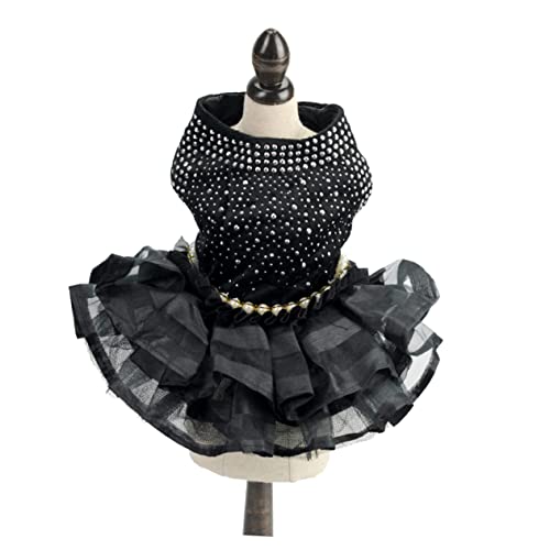balacoo Stylish Lace Dog Tutu Dress Comfortable Pet Skirt for Summer Parties Breathable Fabric for Festivals and Outdoor Activities Black