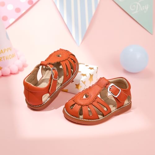 Image of Kolan Toddler Girl Sandals Open Toe Flat Princess Dress Shoes Little Kids