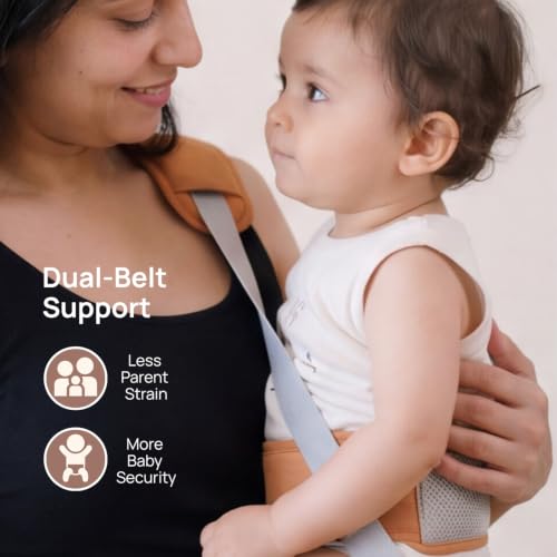 Image of Haus & Kinder Kangaroo Nest Baby Carrier for 0 to 3 Years Baby, 2-in-1 Hip Seat Baby Carry Bag for Newborn to Toddler, Ergonomic Front & Back Carry Kangaroo Bag, Adjustable Straps, Breathable, Up to 20 Kg