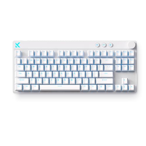 Image of MCHOSE Mix 87 TKL Wired Gaming Keyboard Magnetic Switch Hall Effect Keyboards Rapid Trigger SOCD 8K Polling Rate Volume Knob Adjustable Actuation Point RGB Lighting HotSwap White Apollo Switch