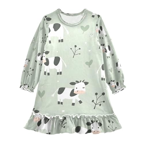 Bolaz Nightgowns Sleepwear Lightweight Nightdress Soft Pajamas Dress Cute Farm Cows for 3-10 Years