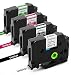 TZe Tapes, Unistar 4-Pack (Pink/Green/White/Black) Ptouch Labels Compatible with Brother PT-D210 / H110 / PT-D200 and More, Standard Laminated 1/2 inch for TZe-231 TZe-335 TZe-MQG35 TZe-MQP35