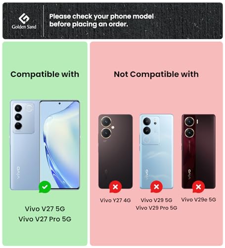 Image of Golden Sand Vegan Leather Textured Back Cover Case Comaptible with Vivo V27 Pro (Shockproof TPU | Midnight Black)