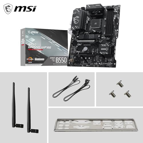 Image of MSI B550 Gaming WIFI6E Motherboard, ATX - Supports AMD Ryzen 5000 Series, 5000 G-Series, 4000 G-Series and 3000 Series Processors, AM4 - DDR4 Memory Boost 4800+MHz /OC, PCIe 4.0 x16, M.2 Gen4, 1G LAN
