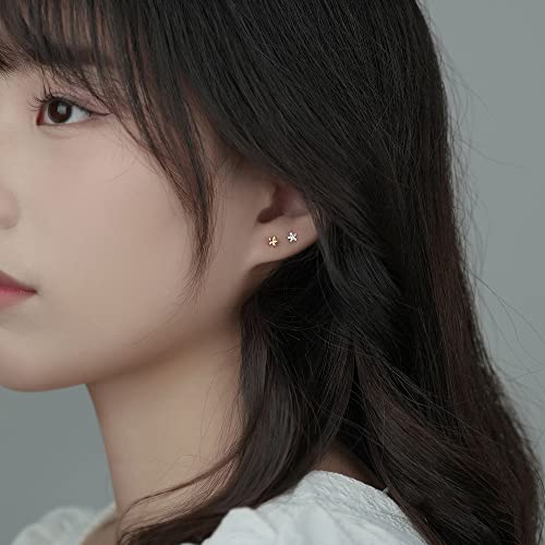 2 Pairs of Mini Daisy Flower Stud Earrings Dainty 925 Sterling Silver Cute Sunflowers Studs for Women Hypoallergenic Sensitive Ears Cartilage Helix Conch Piercing Studs Birthday Jewelry Set Gifts3