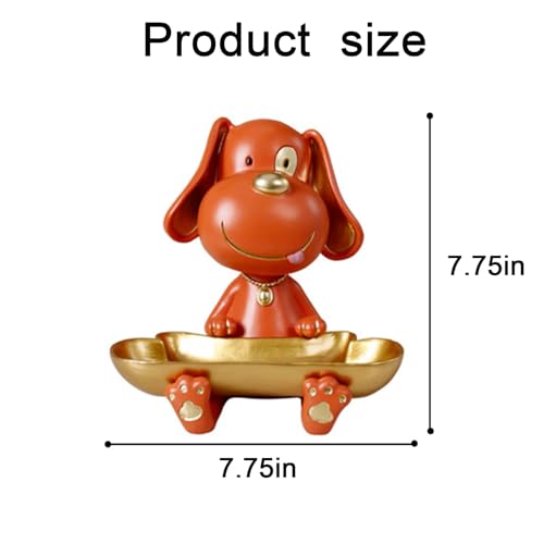 Resin Dog Statue Tray Home Decor | Animal Puppy Sculpture for Indoor | Candy, Accessory Holding Bowl | Gift for Birthday, Christmas and Anniversary