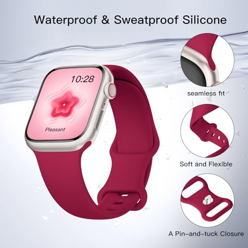 Image of Sport Silicone Band Compatible with Apple Watch Bands 40mm 38mm 41mm 44mm 45mm 42mm 49mm Women Men,Soft Wristband Waterproof Replacement Sport Strap for iWatch Bands Series 9 8 7 6 5 4 3 2 1 SE Ultra