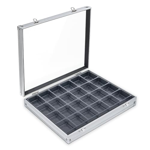 SAFE 5881 Alu Sammel Vitrine | Setzkasten für Mineralien, Lego, Steine uvm. | Format: 65 x 395 x 300 mm