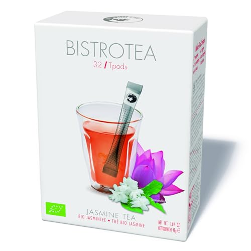Bistrotea TPods 32 Teesticks BIO|Jasmine|einzeln in Aromaschutzkuverts verpackt|4er Pack je 32 pro Sorte=128 Sticks