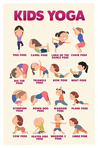 Image of Kids Yoga Poster Kid Chakra With Poses For Children Exercise Posters Activities Cool Wall Art Print Poster 12x18