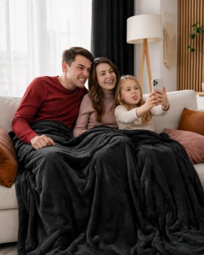 Good Nite Kuscheldecke Flauschig, Decke Tagesdecken Sofadecke Wohndecke Fleecedecke 130x150cm Schwarz Soft Warme Decken, Fluffy Blanket – Ansicht 3