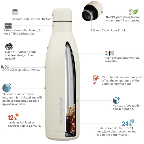 Image of BJPKPK 25 oz Insulated Stainless Steel Water Bottle, Metal Sports Flask