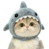 [Zptnsl] 猫 被り物 サメ 鮫 帽子 ペット用 コスプレ キャップ かわいい 面白い 変身グッズ 撮影 道具 インスタ映え 散歩 旅行 ハロウィン クリスマス プレゼント (フリーサイズ/調節可能/3-6.5kg対応)