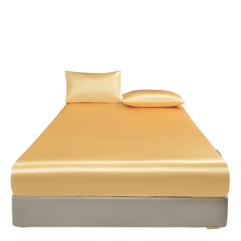 Funda de Colchón Impermeable Sábana Ajustable Impermeable con Banda elástica, Color Negro, Dorado y Blanco, Antideslizante(Golden,120x200x25cm)