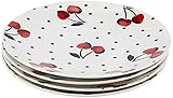 Kate Spade Vintage Cherry Dot 4-Piece Accent Plate Set, 4.10 LB, Red