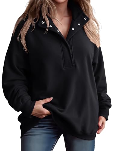HDLTE Plus Size Sweatshirt for Women Fleece Henley Neck Oversized Pullover - image 1