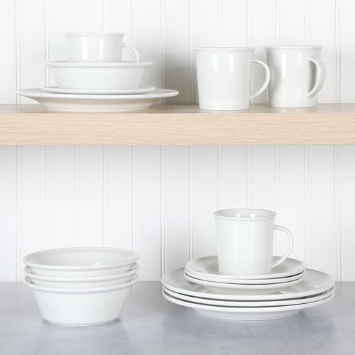 Martha-Stewart-Cliffield-High-Fired-16-Piece-Porcelain-Chip-and-Scratch-Resistant-Plates-Bowls-and-Mugs-Dinnerware-Set-Service-for-4-White Martha Stewart Cliffield High Fired 16 Piece Porcelain Chip and Scratch Resistant Plates Bowls and Mugs Dinnerware Set Service for 4 White