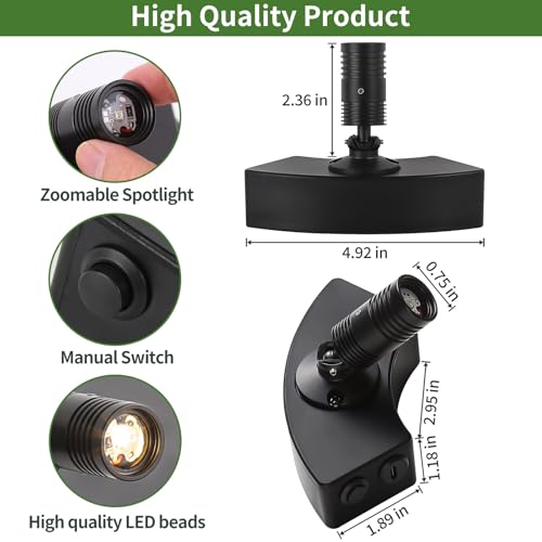 Image of Zoomable Spot Lights Indoor, Wireless 3300mAh Rechargeable Spotlight, Uplights Indoor with Remote Dimmable, 3CCT & Timer, Uplighting for Accent Lighting, Plant, Tree, Artwork,Pictures (1 Pack)