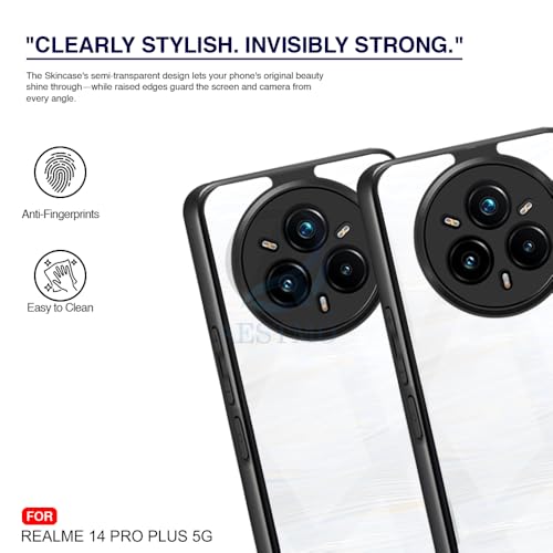 Image of AESTMO Realme 14 Pro Plus 5G Back Cover | 360 Protection | Crystal Clear Hard Back Transparent | Bumper Case for Realme 14 Pro Plus 5G (PC+TPU, Black Bumper)
