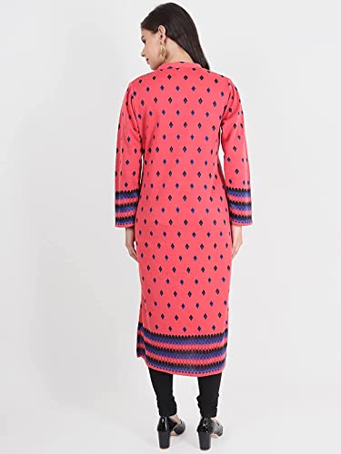 Image of Rosary Women's Winter Wear Jacquard Woolen Straight Kurti with 2 Side Pockets,1PCS-JACQ-RY03