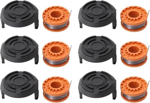 Trimmer Replacement Spool Line and Spool Cover for MCGREGOR MCT1825,MCT2X1825 18V Strimmer Trimmer Accessories,2.5m*1.5mm Strimmer Line Spool & Cover (6 Set)
