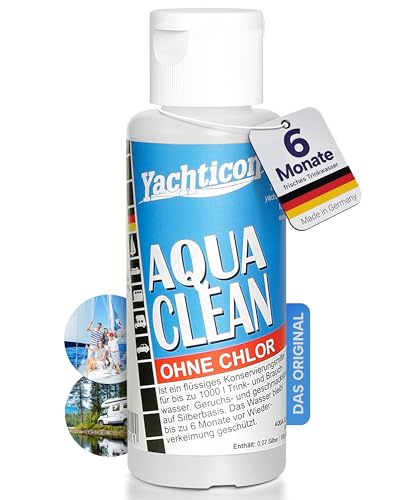 YACHTICON Aqua Clean 100 ml ohne Chlor Trinkwasser-Konservierung für mittelgroße Wassertanks hält bis zu 6 Monate frisch auf Silberbasis bewährte Formel seit 1982 Made in Germany
