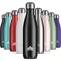 Mont-Clair Stainless Steel Water Bottle, Vacuum Insulated - BPA Free, 12h Hot & 24h Cold Drinks, Metal Water Bottle 500ml Leakproof, Ideal for Adult, Kids, Running - Black
