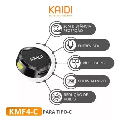 Microfone de Lapela Sem Fio Duplo, Profissional com Cancelamento de Ruído, Compatível com Celular (C