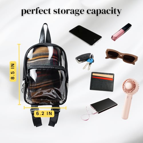 Image of OTW Anti-Theft Black Clear Transparent Small Mini Backpack Convertible Straps Crossbody for Raves Stadium Festival Concert