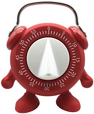 Kitchen Timer, 60 Minutes Countdown Cooking Teaching Egg Potty Training Wind Up Cute Timeout Timer No Battery （Red）