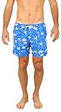 UZZI Men's Swim Shorts Palm Tree Dry Fast Microfiber Trunks 1823 Royal M