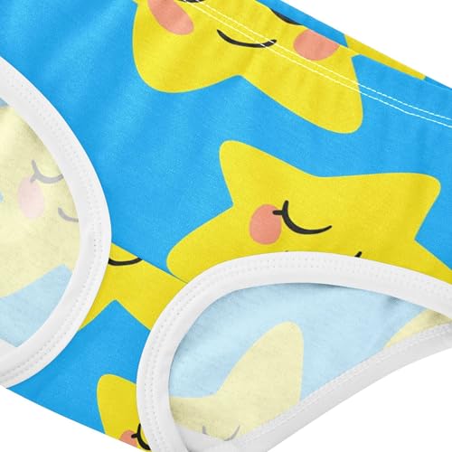 Cotton Girls Underwear Toddler Cute Yellow Stars Bright Blue Panties for Girl Colorful Undies Kids Briefs 2t4