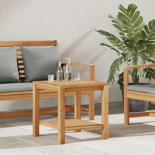 Table basse marron teck massif 45x45x45cm table rangement salon extérieur