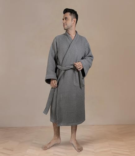 Image of Luxury Organic Japanese Cotton Hotel & Spa Waffle Bathrobe for Men and Women (Hooded /Kimono)