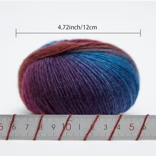 Image of NICEEC 3 Skeins Rainbow Soft Yarn 100% Wool Gradient Multi Color Yarn for Crocheting Knit Total Length 180mx3(196ydsx3,50gx3)-17#