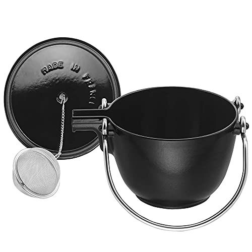 Staub Cast Iron 1-Qt Round Tea Kettle - Matte Black, Made In France #TOP1