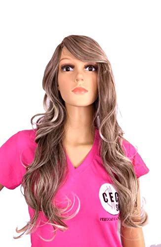 Peruca Lace Wig Ondulada Loiro Platinado Fibra Futura 70Cm
