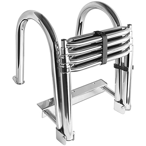 Escalera plegable telescópica para barco con barandilla 4 peldaños miniatura 1