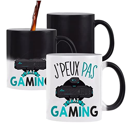 Planetee Mug magique thermoréactif J'peux pas Gaming tasse change couleur chaleur humour idée cadeau anniversaire Noël homme femme