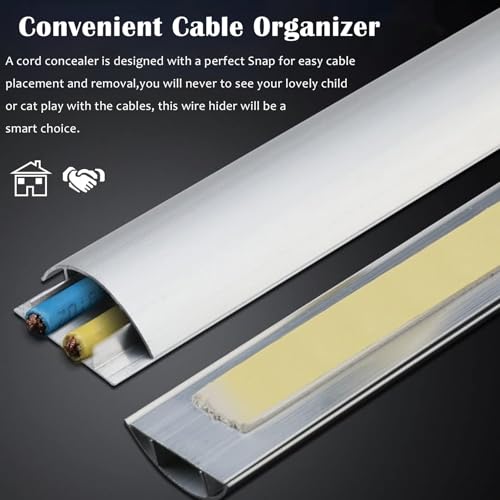 10 piezas de canaleta para cables pintable, canal metálico para esconder cables para taller o centro comercial, canaleta decorativa de aleación de aluminio para proteger cables (10 piezas, largo x ancho exterior 72 pulgadas x 1,2 pulgadas) miniatura 5