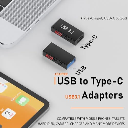 REDWIND USB 3.0 Female to USB C Female Adapter Connector, USB C Female to USB A 3.1 Female Extender Jointer Plug Coupler Extension Compatible... - Image 3