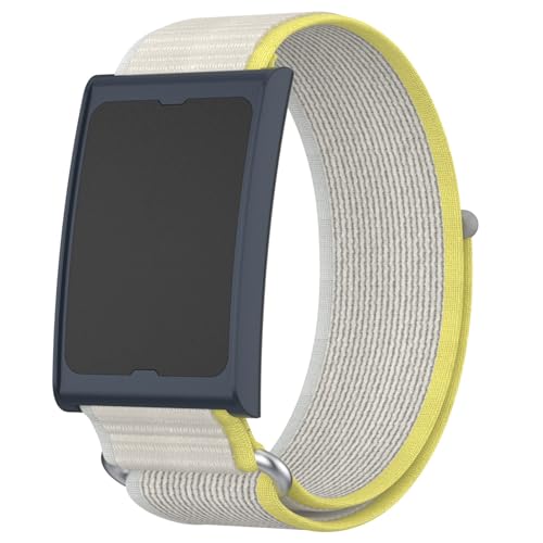Image of Nylon Band Compatible with Amazfit Helio Fitness Tracker Strap, Adjustable Breathable Arm /Ankle Strap with Quick Release & Secure Hook-and-Loop Closure (Yellow Gray)