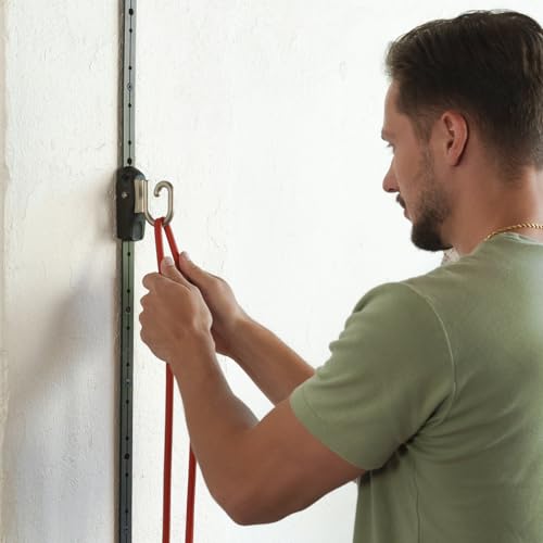 Image of Space Saver Gym Resistance Bands Exercise Equipment for at Home Fitness Workout | Resistance Band Wall Anchor for Kinetic Bands with 1 Rail, 1 Rail Car