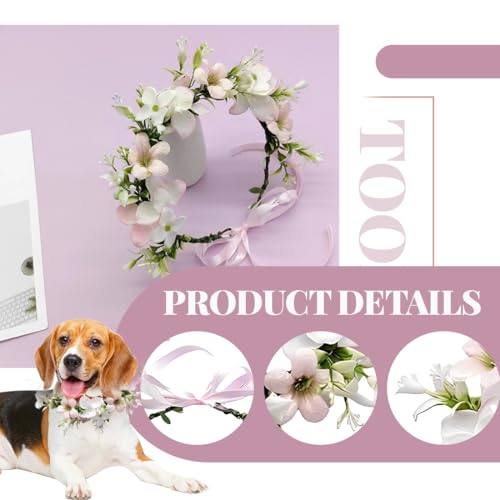 Hunde Hochzeits Blumenhalsband, Hunde Hochzeitshalsband Blumenhalsband Hund Hochzeit Weibliches Welpenhalsband mit Blumenaccessoire mit Hundeleine für Mittelgroße Hunde Haustiere Foto-Requisite