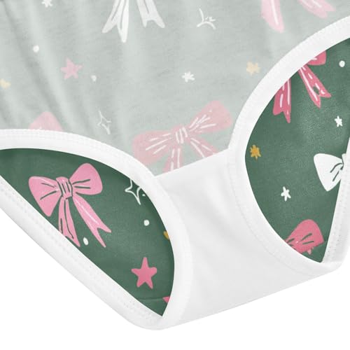 Wusikd Cute Bows Stars Green Girls' Underwear Cotton Girls Briefs Soft Toddler Underwear 2T 5