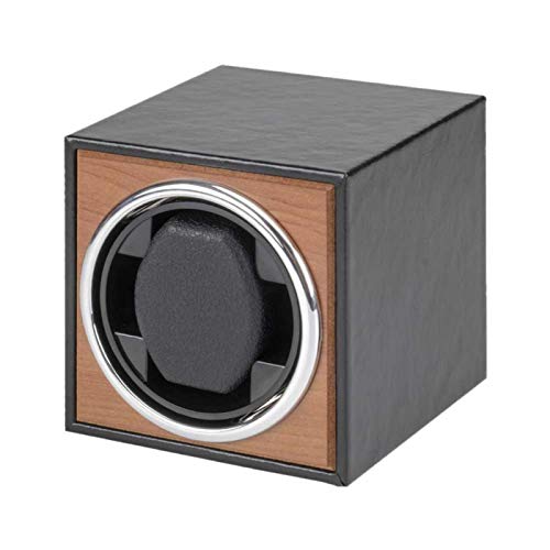 Kisbeibi Automatischer Uhrenbeweger Box, Einzeluhrenbeweger PU Leder-Oberfläche mit leisem Motor (schwarz) Cover