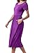 Womens Summer O Neck Pockets Loose Fit Swing Casual Midi Tunic Dress Purple XL